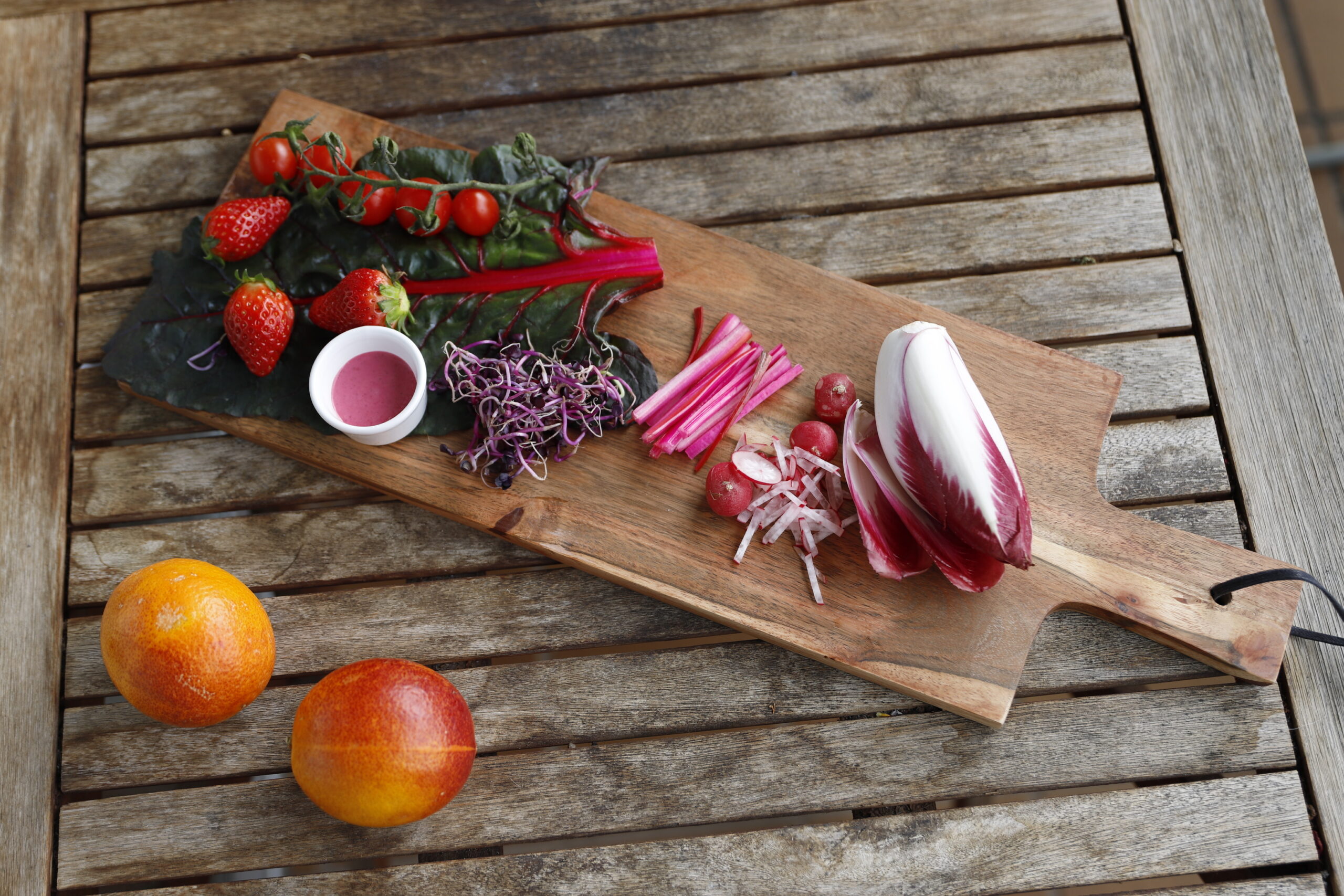 tabla verduras púrpura